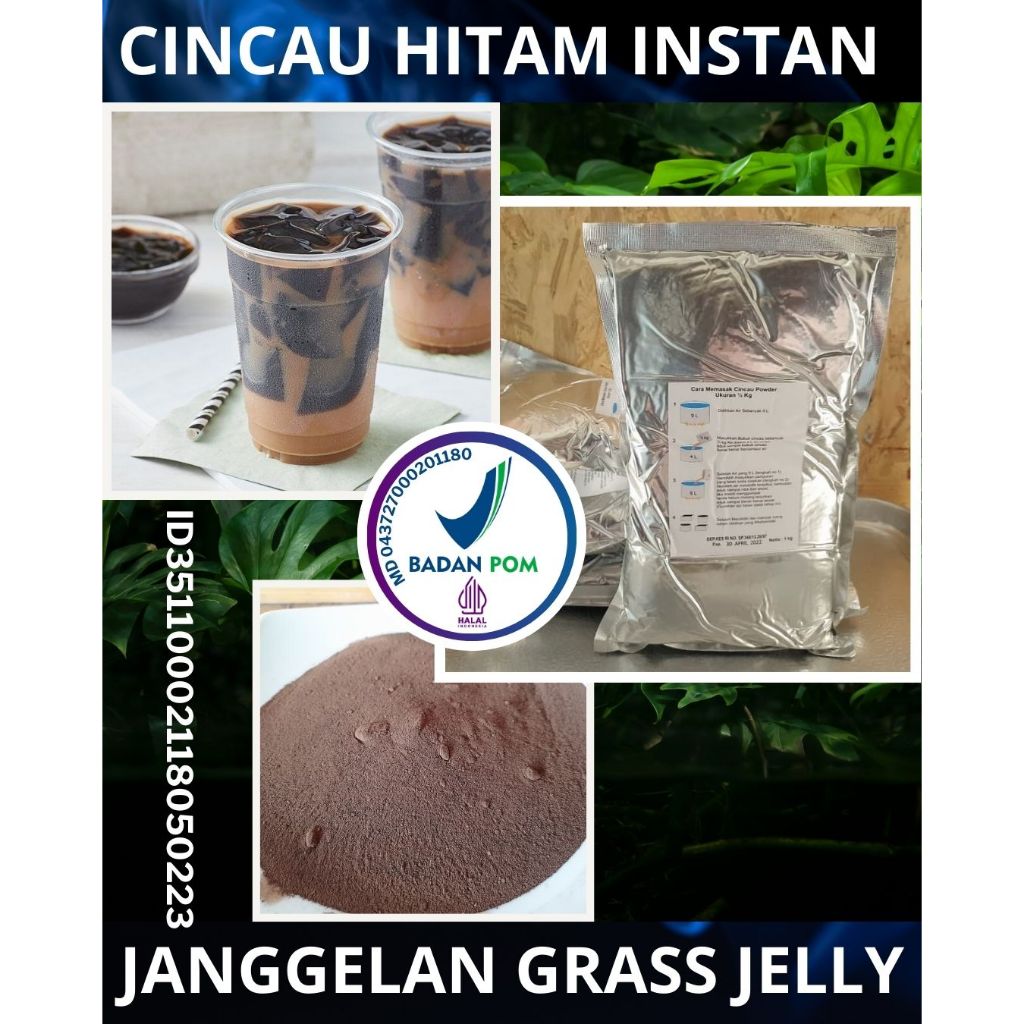 

PREMIUM...!! Cincau Hitam Instan Grass Jelly Powder Malang Kemasan Aluminium Foil 1 Kg