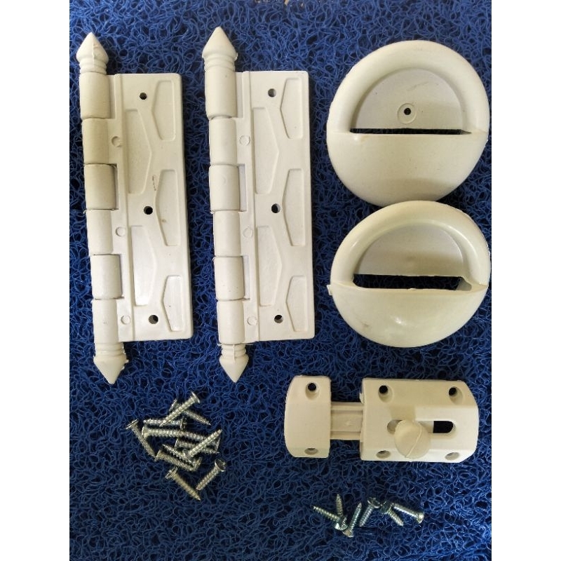 1 SET Siap Pasang Engsel Pintu PVC Grendel Pintu Kamar Mandi Tarikan Bulat PVC