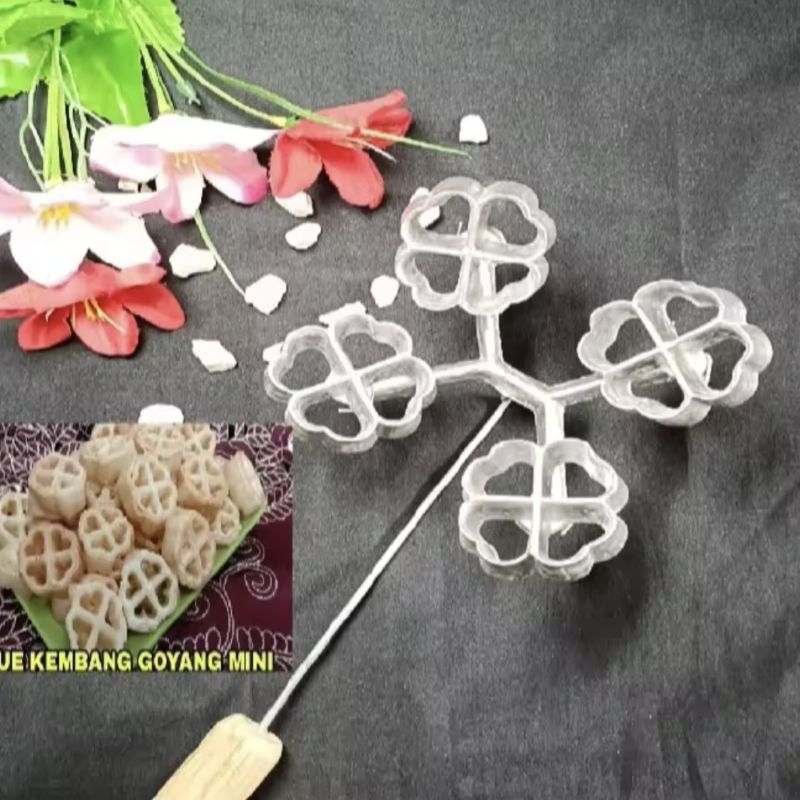 Cetakan Kembang Goyang Mini isi 4,Motif Bunga & Bintang,Cetakan Kue Kembang Goyang