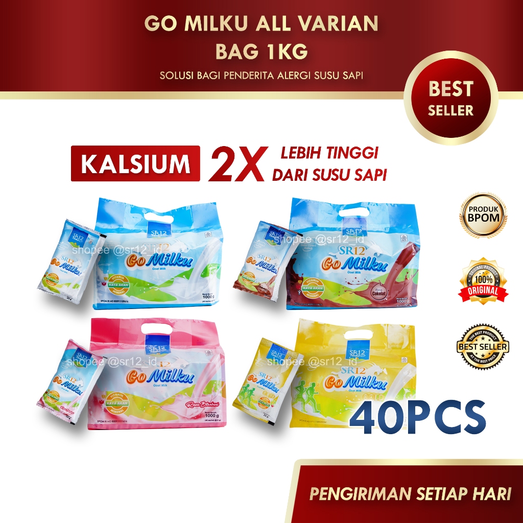 

GO MILKU ALL VARIAN BAG 1KG (ISI 40PCS) SR12 / GOMILKU SR12 / SUSU KAMBING ETAWA SR12