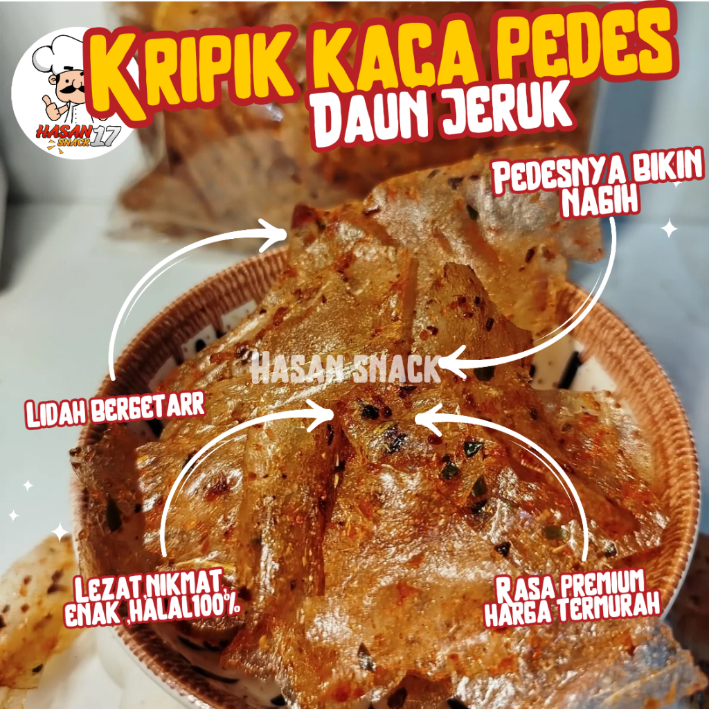 

KERIPIK KACA DAUN JERUK PEDES & ASIN 250 GRAM / GRATIS ONGKIR BISA COD/ SUPER RENYAH KRIUK ENAK LEZAT / CEMILAN SNACK / MAKANAN RINGAN / HASAN SNACK 17