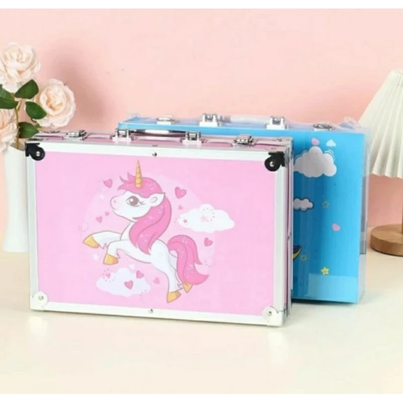 

WD Crayon Set 145pcs Koper Aluminium Besi Krayon Pensil Warna 145 Pcs Box Alat Lukis Anak Koper Set