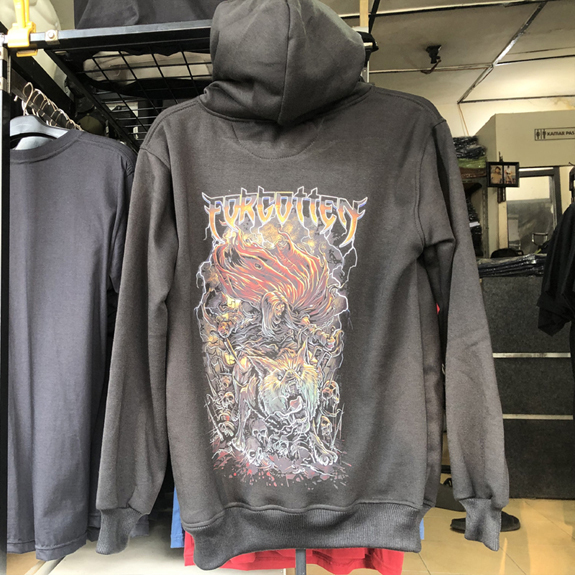 Sweater Hoodie Forgotten Band Hoodie Hitam Casual Unisex Bahan Black Cotton Fleece | PULLOVER & ZIPP