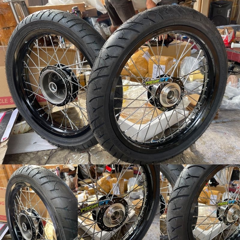 VELG SET RX KING R18 TROMOL ORIGINAL BUBUT CUSTOM BAN DONAT COPY BATTLAX