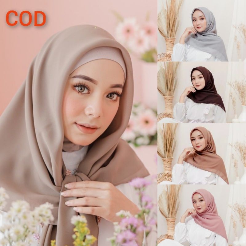 Hijab Segi Empat Bella Square Polos Premium (Warna Part 1) Putih Tulang