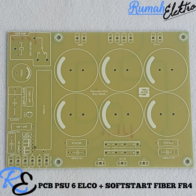 PCB PSU 6 ELCO PLUS SOFTSTART FIBER FR4