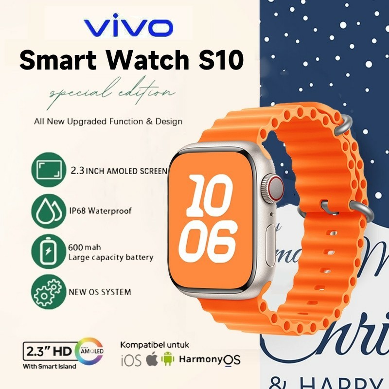 [COD] ORI VIVO Smartwatch New Watch S10 IP68 Waterproof 2.3-inch Screen Bluetooth Call Running Pace 