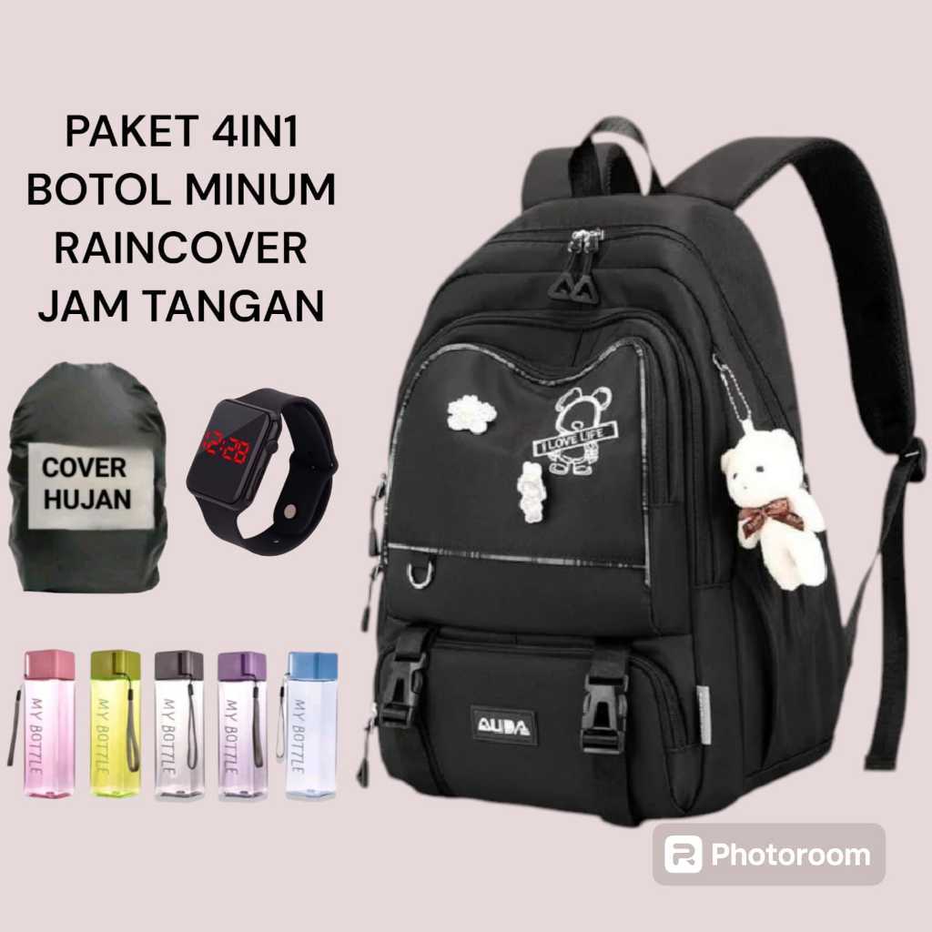 Tas ransel sekolah anak perempuan sd smp sma free botol / Tas ransel multifungsi / Bacpack sekolah K