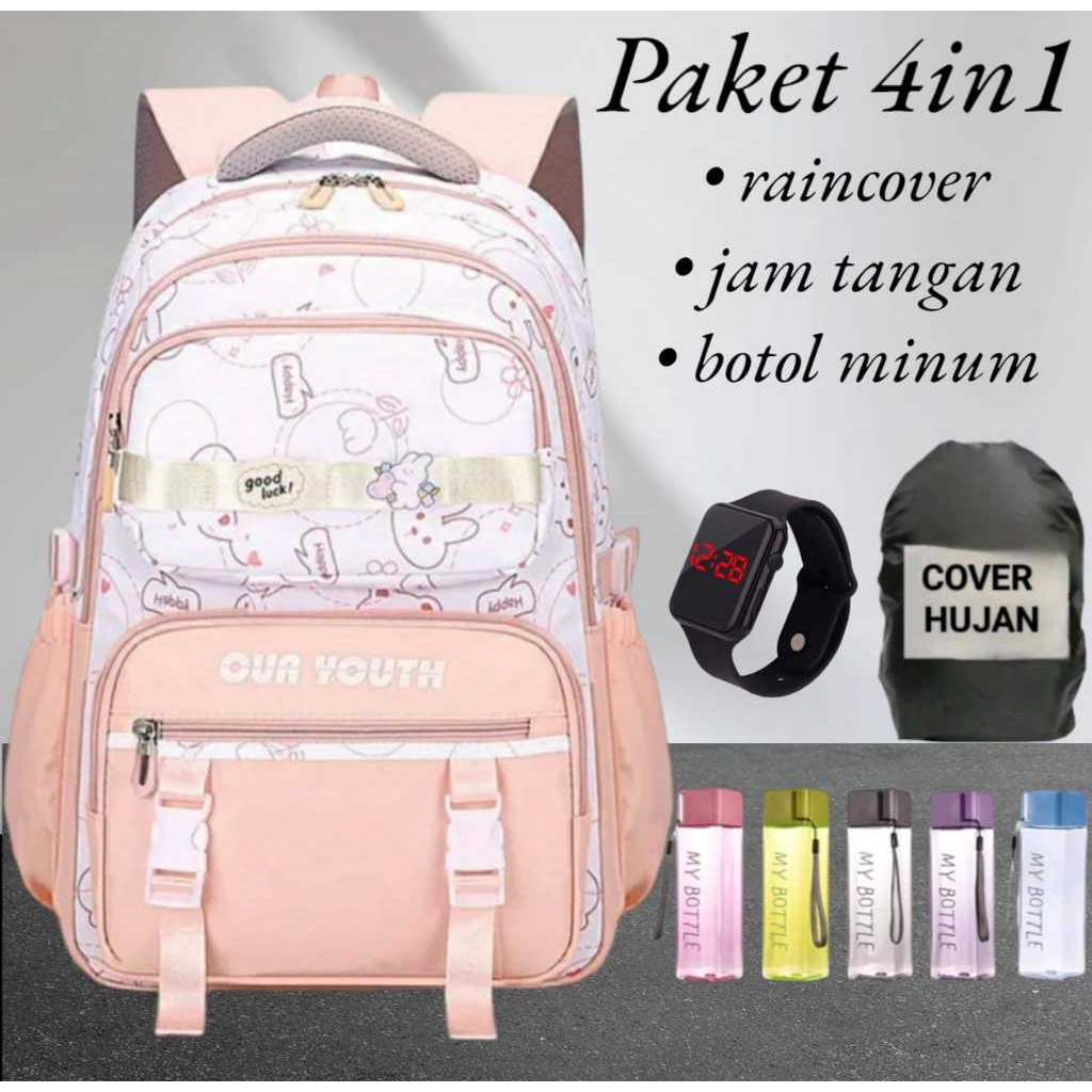 Tas sekolah kekinian perempuan /Tas ransel sekolah anak perempuan sd smp sma / Tas ransel multifungs