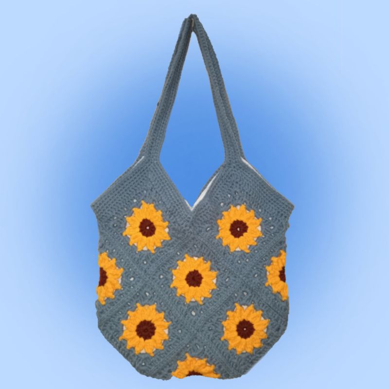 Sunflowe Totebag Rajut Custom Warna