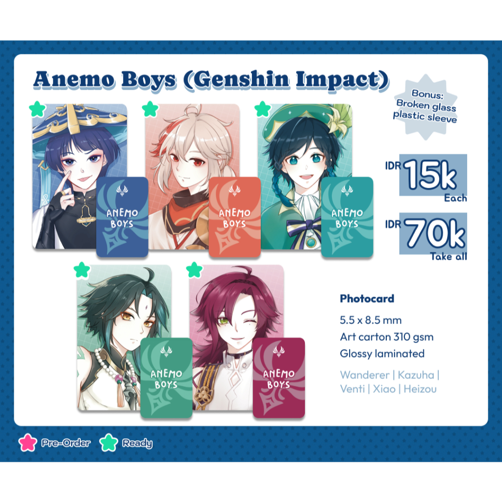 Anemo Boys Genshin Impact - Photocard