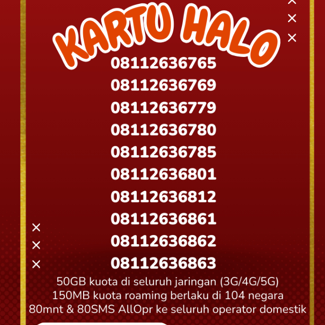 Kuota 50GB  Telkomsel kartu halo 11 digit nomor 28