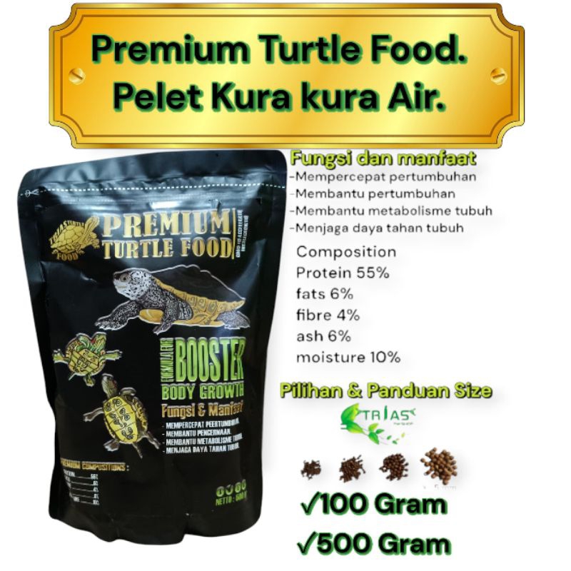 Pelet kura kura air/premium turtle food makanan kura kura air/pelet kura air/pelet turtle/makanan ku