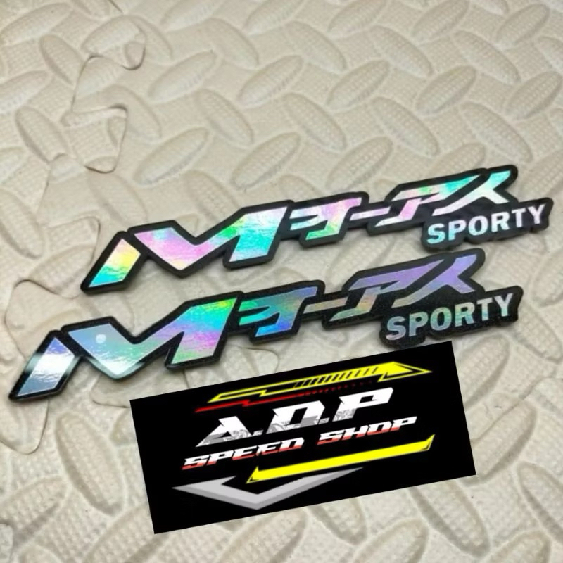 Stiker Emblem Mio Sporty Logo Jepang Acrylic Timbul 2mm Double Tape - Motorcycle