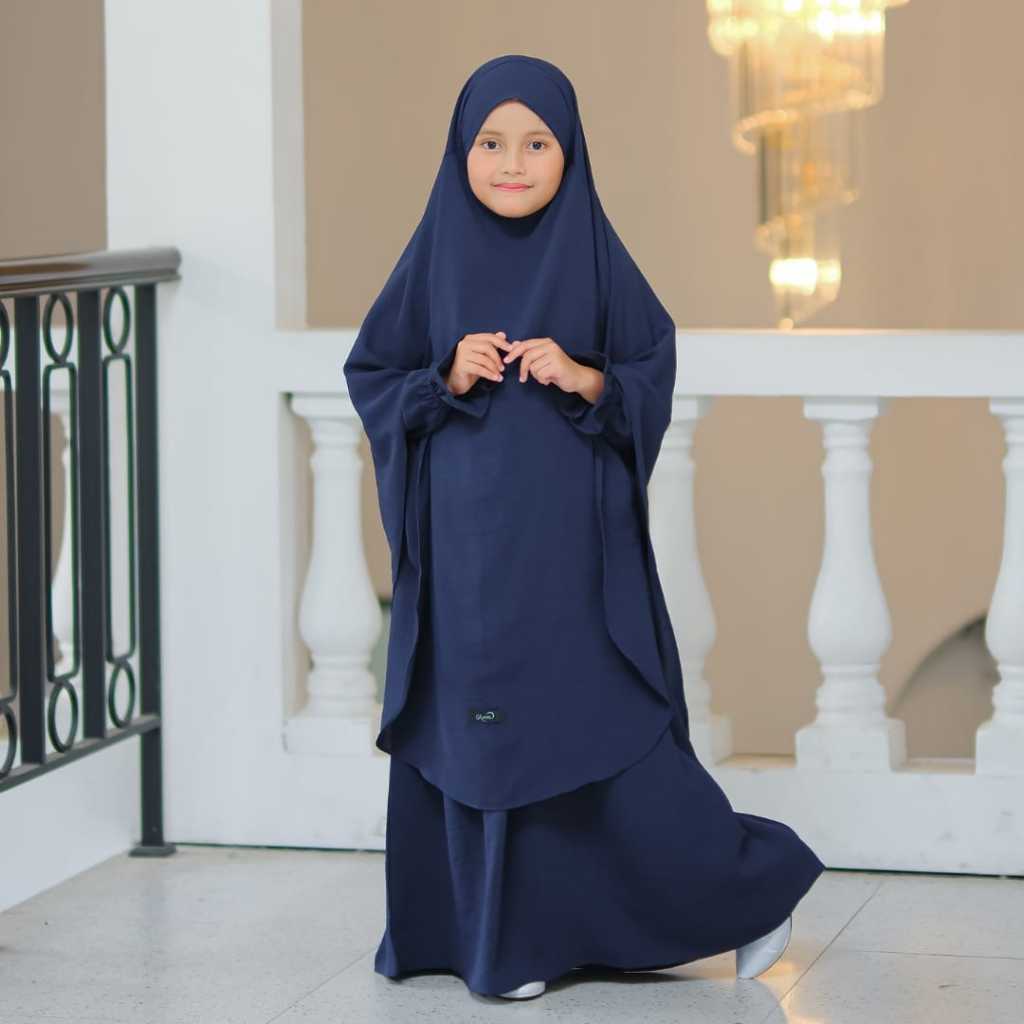 D2BLACK ~ Gamis Syari Anak Anti UV Nabila Set Navy