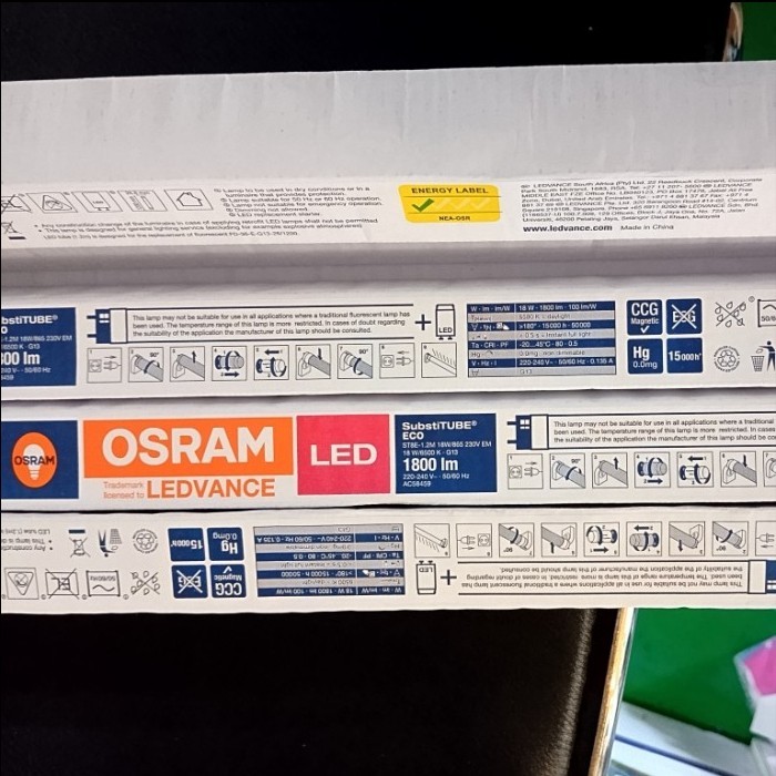 LAMPU TL T8 LED 18W + STARTER OSRAM 120CM TL T8 18W OSRAM 1800 LM 120CM