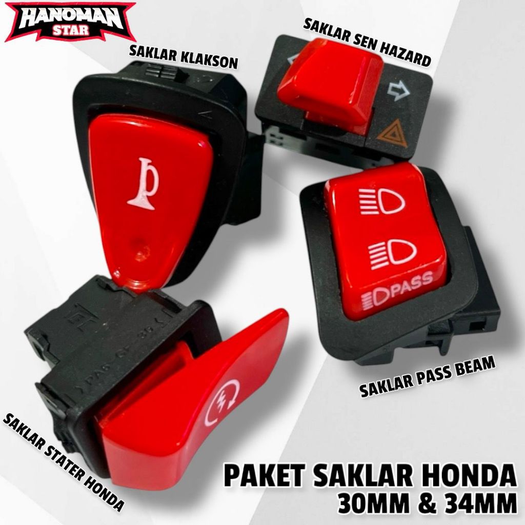 SAKLAR HONDA MODEL Paket Saklar Honda Model Vietnam Tombol Merah untuk Beat Pop, Beat ESP, Beat FI, 