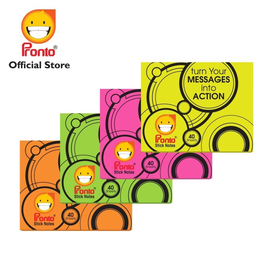 

Sticky Notes Pronto Fluorescent 40 x 50 mm 40 Lembar Memo Tempel Pembatas Penanda Buku