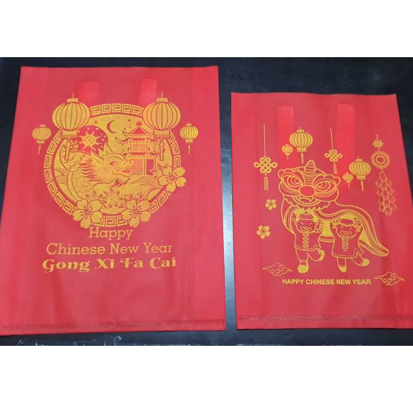 

( LUSINAN ) Tas Spunbond Kain / Tas Laminasi Happy Chinese New Year Imlek Uk. 25x35 / 30x40 / 38x45 / Box 25x25