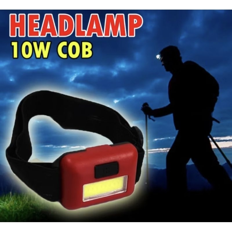 Lampu Senter LED Kepala sepeda Headlamp head lamp hiking baca Mini COB 10w 10 wattSpesifikasi- mengg