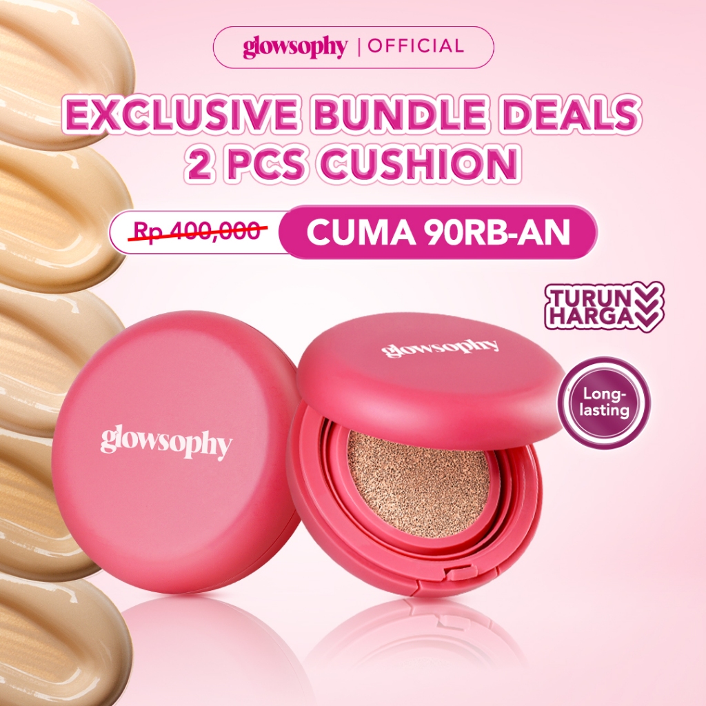 Glowsophy Bundle 2Pcs Cover Fit Serum Cushion 11gr x 2 - Long Lasting All Day Velvet Matte Finish Cu