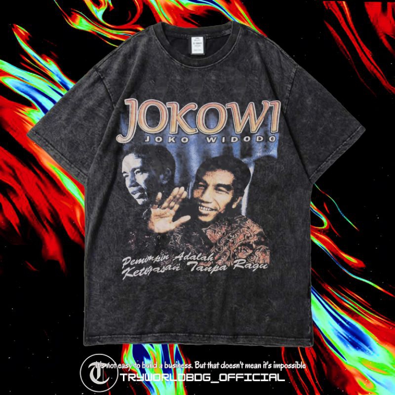 KAOS OVERSIZED / KAOS WASHED / OVERSIZED T SHIRT / KAOS JOKOWI JOKO WIDODO WASHING VINTAGE TEE