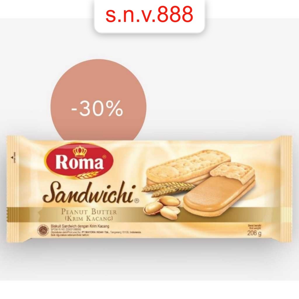 

[S.N.V] BISKUIT ROMA SANDWICH PEANUT 206gr GURIH LEZAT DAN ENAK CEMILAN DI WAKTU BERSANTAI