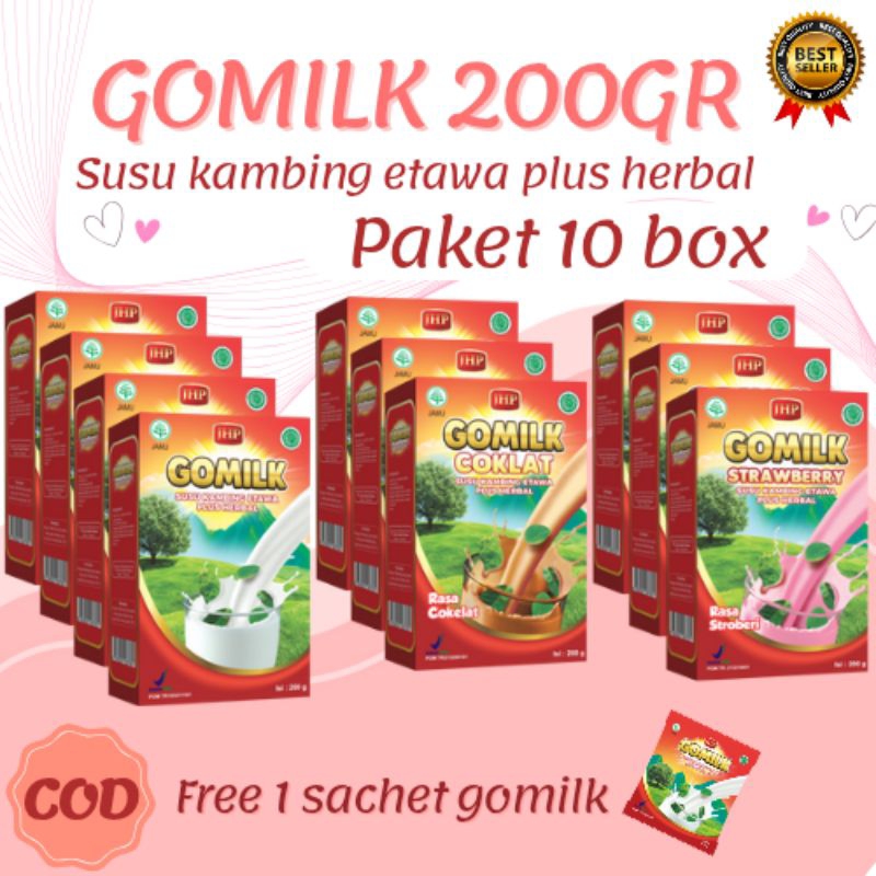 

[PAKET RESELLER] [GOMILK 200GR 10 BOX FREE 1 GOMILK SACHET] SUSU KAMBING ETAWA PLUS HERBAL