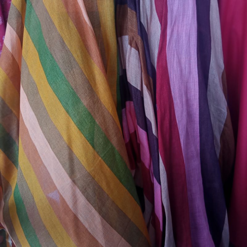 Kain Katun Voal Motif Salur - Kain Katun Voal Paris - Kain Meteran Pj | Harga Per Setengah Meter