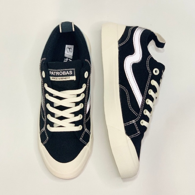 Sepatu Patrobas Glare Reflective Black White Sneakers Kasual Pria Wanita [ORIGINAL]