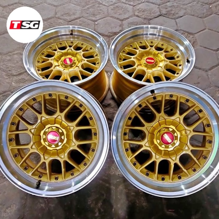 Velg Mobil Seken Bekas Bbs Ring 16 Lebar 8/9 Pcd 4x100 4x114 Gold Polish Pelek Buat Jazz Cityu Livin