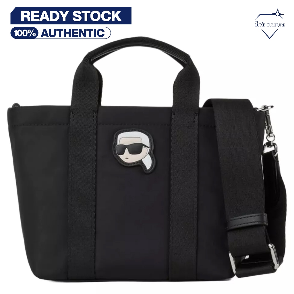 Karl Lagerfeld Ikonik 2 Nylon Small Zip Black Tote Bag / Tas Branded Original