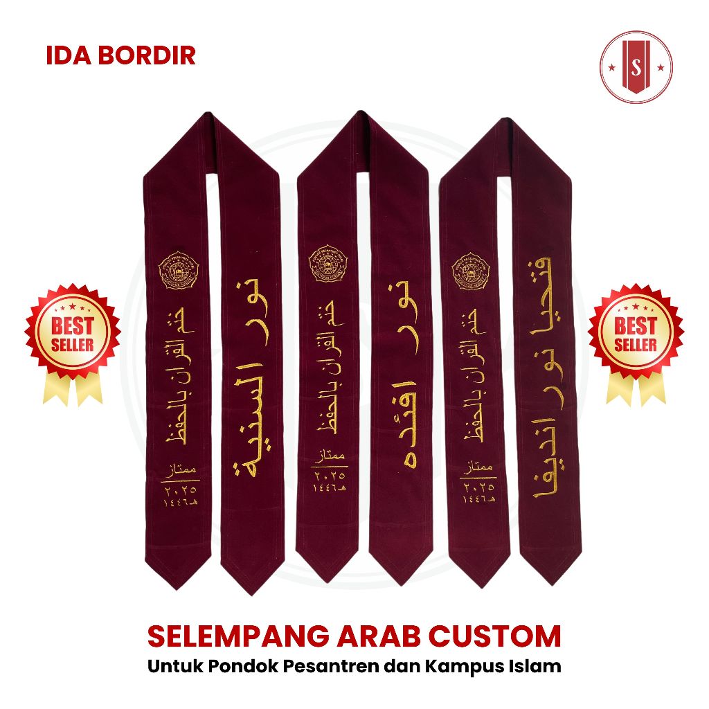 (Langsung Kirim) Selempang Wisuda Font Arab Custom Sesukamu Free Logo