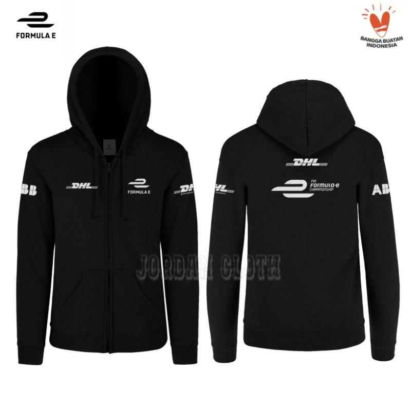 Hoodie Zipper Sweater Jaket Balap Formula E ABB FIA DHL