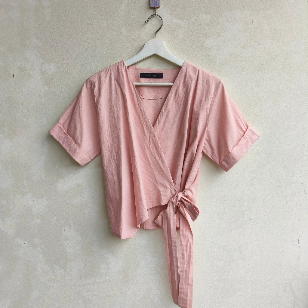 :::preloved original cotton tree dusty pink kimono blouse:::