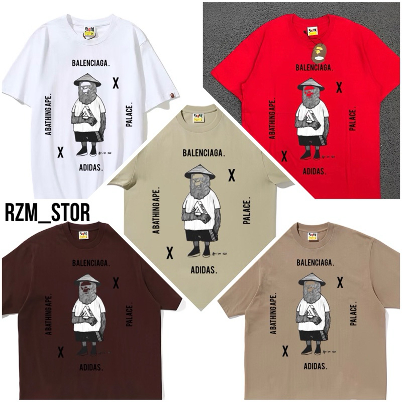 KAOS Unisex terbaru ditahun 2025 A BATHING APE. X BALENCIAGA. X ADIDAS. X PALACE. Fulltag Bisa COD