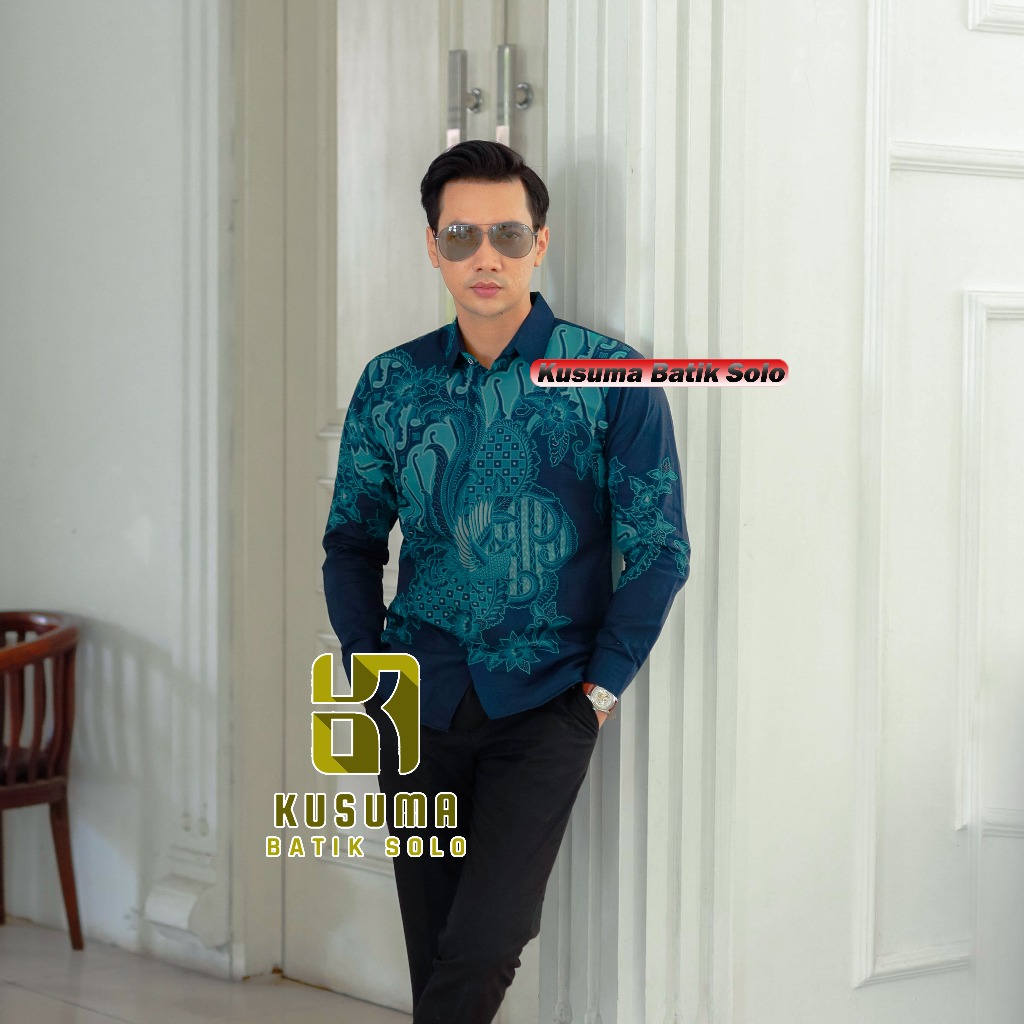 Kusama Baju Batik Motif Ndaru Biru Warna biru Bahan Katun Sanforis Lampion