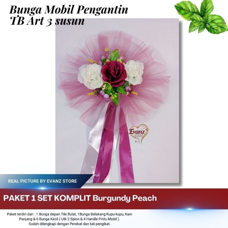 Bunga Mobil Pengantin 3 Art TB / Karangan Bunga Mobil Pernikahan/ Bouquet wedding / Bunga Hiasan Mob