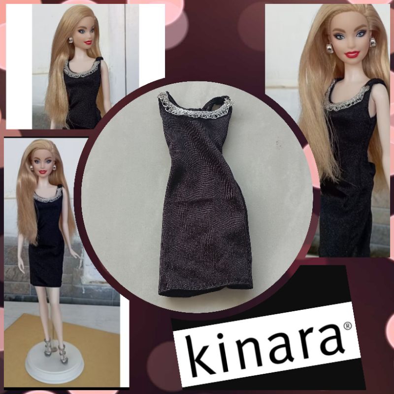 Gaun Hitam Silver Barbie Doll Original Mattel