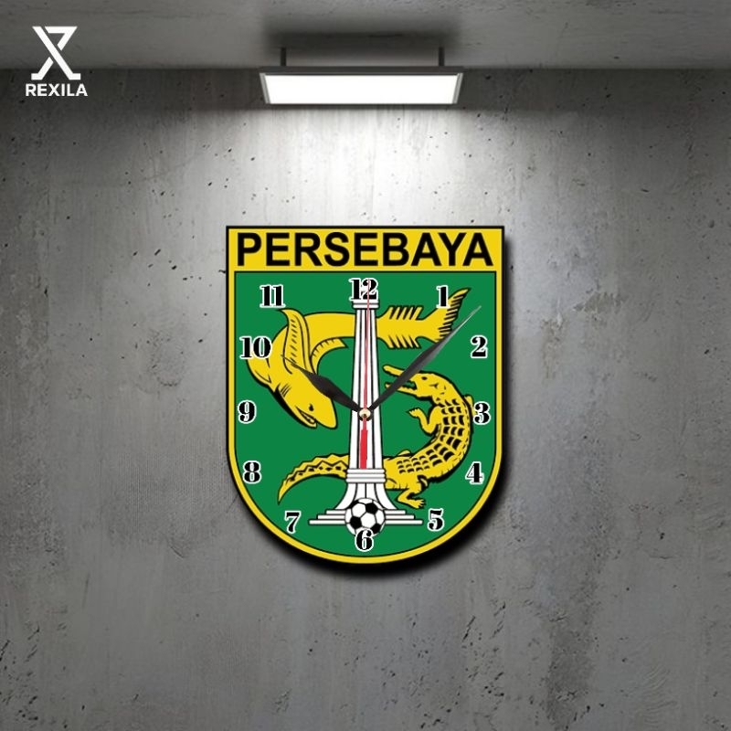 Jam Dinding Persebaya Surabaya Kayu ukir 3d Club Liga Indonesia | Jam Dinding Aesthetic | Jam Dindin