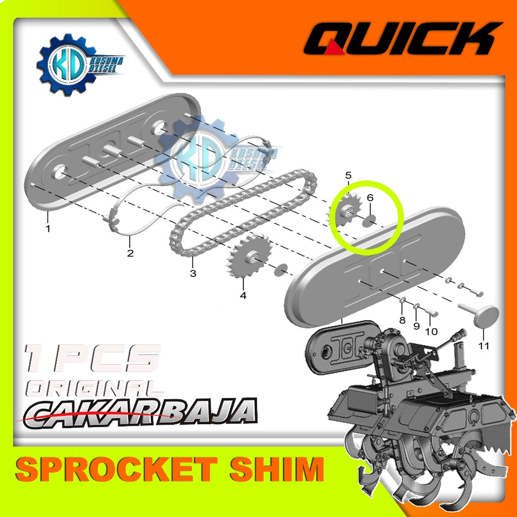 SPROCKET SHIM, RTH CAKAR BAJA (SP) - CULTIVATOR - ROTARY - ORIGINAL - QUICK - SPAREPART - ONDERDIL -