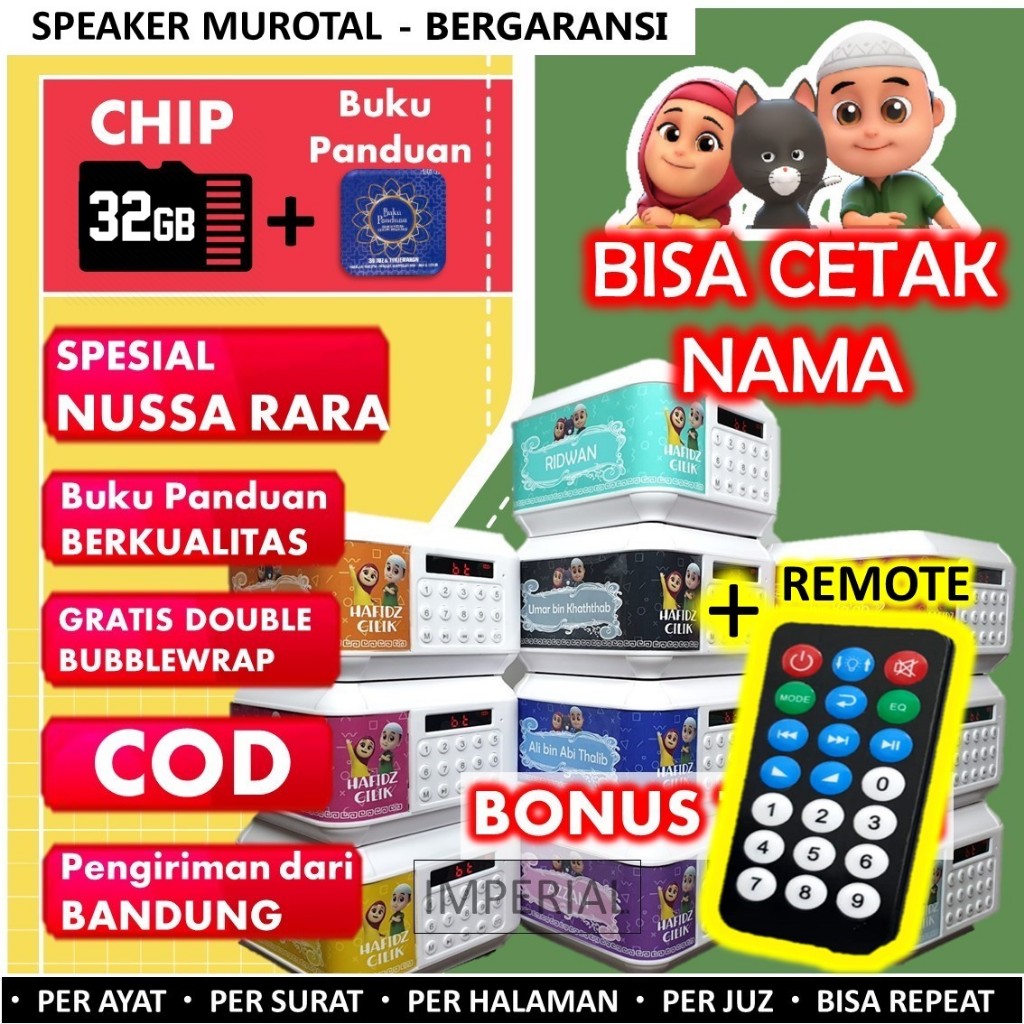 (BISA CETAK NAMA) Speaker Murottal Al Quran/ Speker Murotal 30 Juz 32 GB Nusa Rara