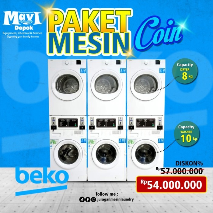 paket usaha laundry mesin coin