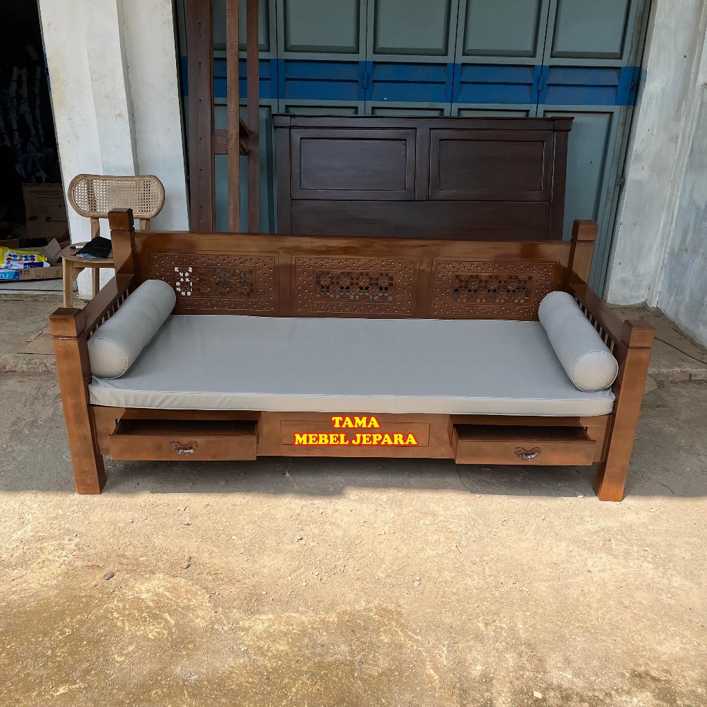 bale bale kayu jati model blok ukiran, kursi taman bale bale