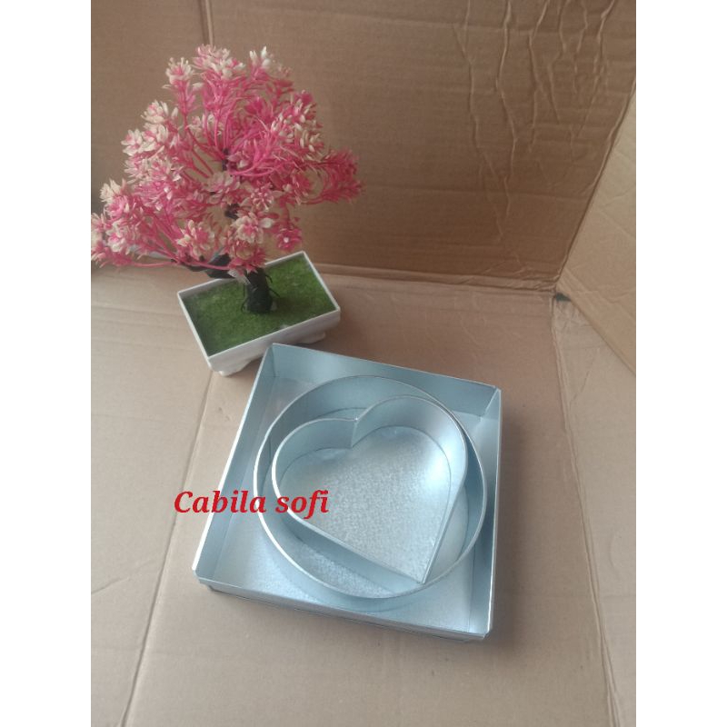 loyang 1 set 3 pcs / loyang kotak / loyang bulat / loyang love / loyang 1 set isi 3 bulat kotak love