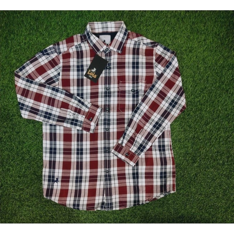 BAJU KEMEJA LOIS ORIGINAL PROMO PANJANG SLIMFIT KOTAK POLOS
