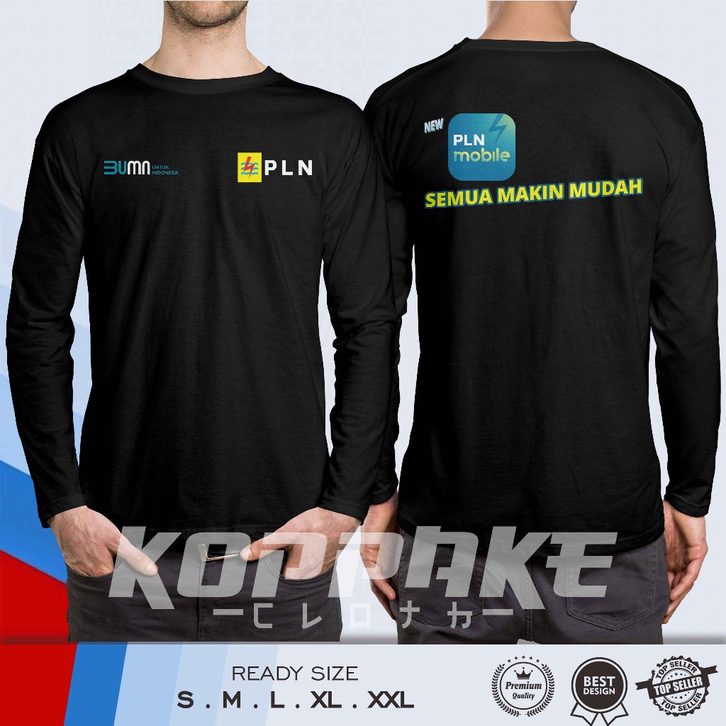 Kaos New PLN MOBILE BUMN Semua Makin Mudah Lengan Panjang Baju Perusahaan