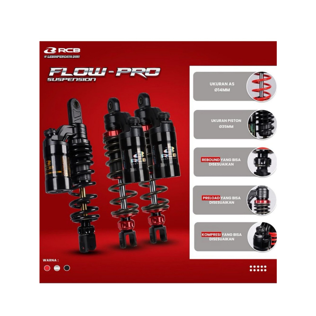ShockBreaker Shock Belakang RCB Shock RCB Flow Pro Ukuran 305MM Yamaha Aerox Old/ New Nmax New Honda