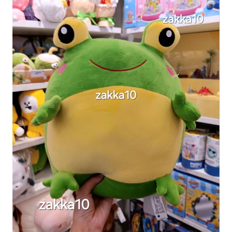 Miniso Green Frog Round Plush Toy | Boneka Hewan Kodok Hijau Lucu