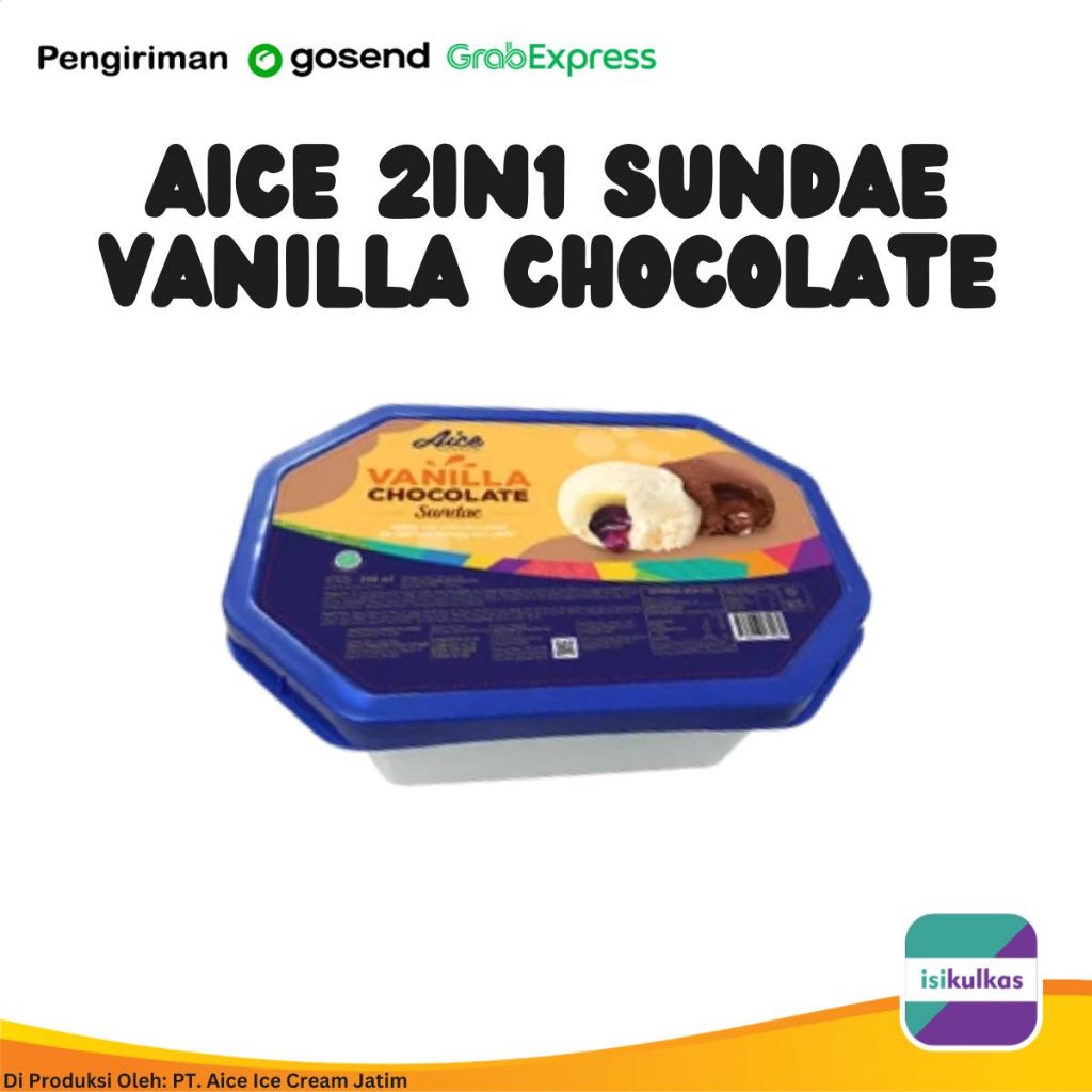 

AICE 2in1 Ice Cream Vanilla Chococlate Sundae Es krim 2in1 Coklat vanilla 800ml